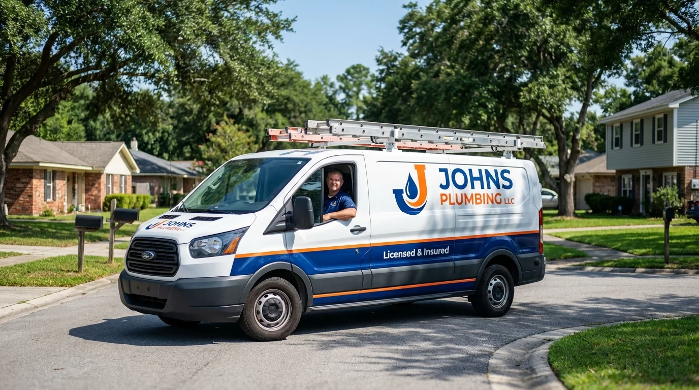 Johns Plumbing LLC service van in Amelia Court House, VA