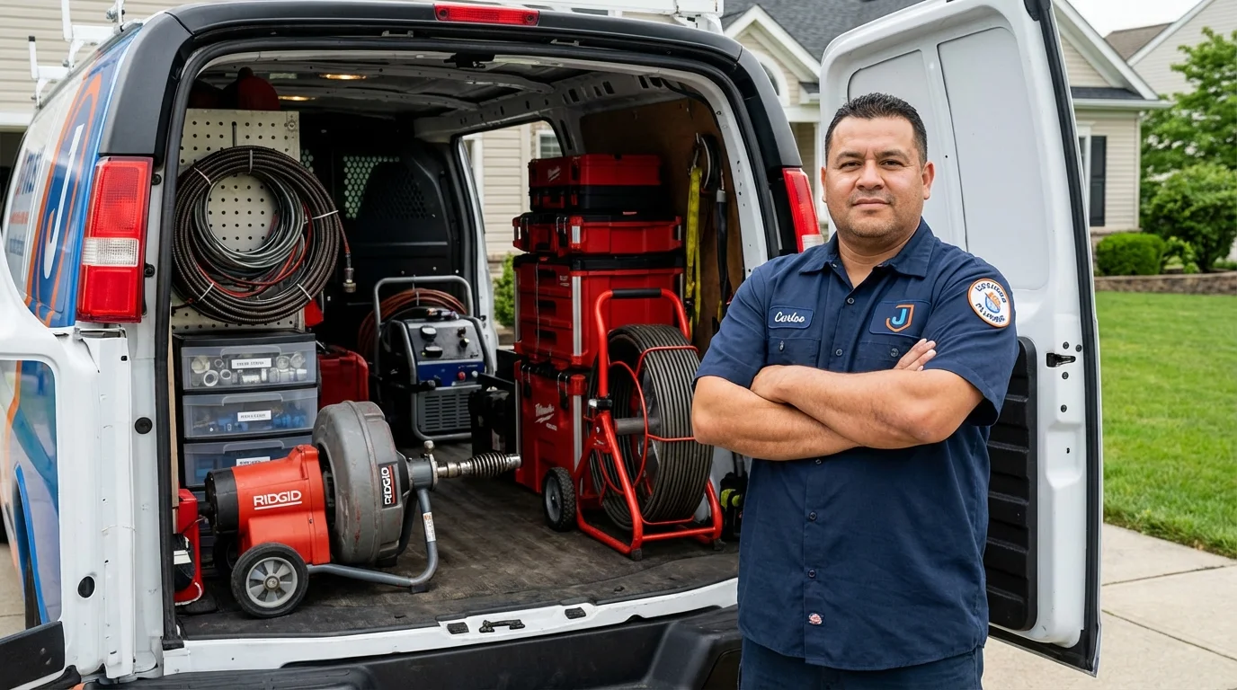 Professional drain cleaning equipment and Johns Plumbing LLC plumber in Amelia Court House