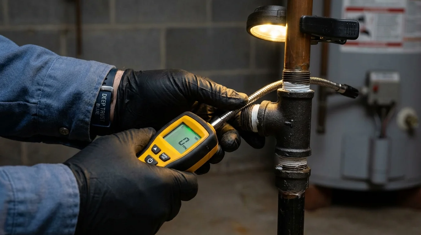 Gas leak detection with electronic sniffer by Johns Plumbing LLC in Amelia Court House